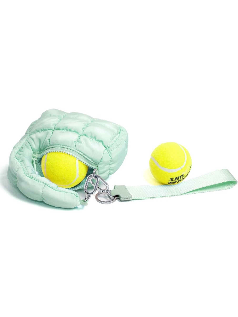 Quilted Mint Puffer Wristlet Bag for Women - Picture 3 of 6